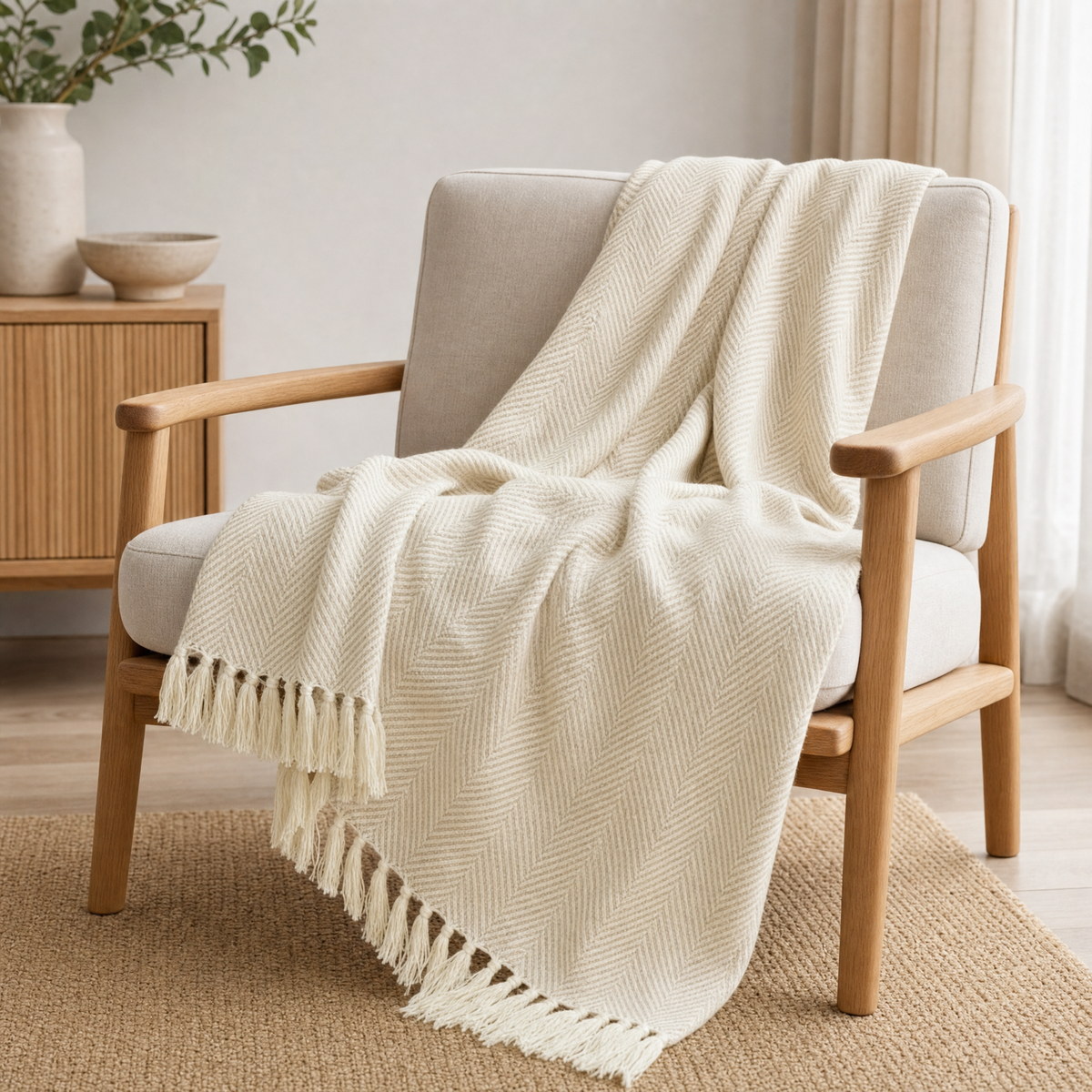 Elm Cozy Throw in white