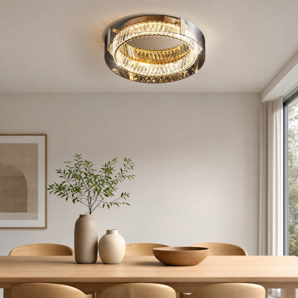 Fara Hanging Ceiling Light for Bedroom in amber glass