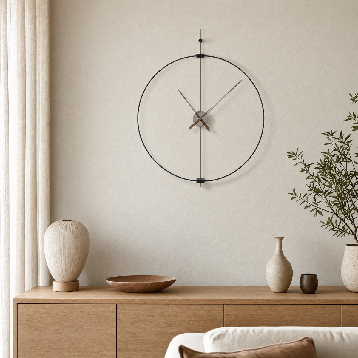 Clough Silent Clock for Living Room in black