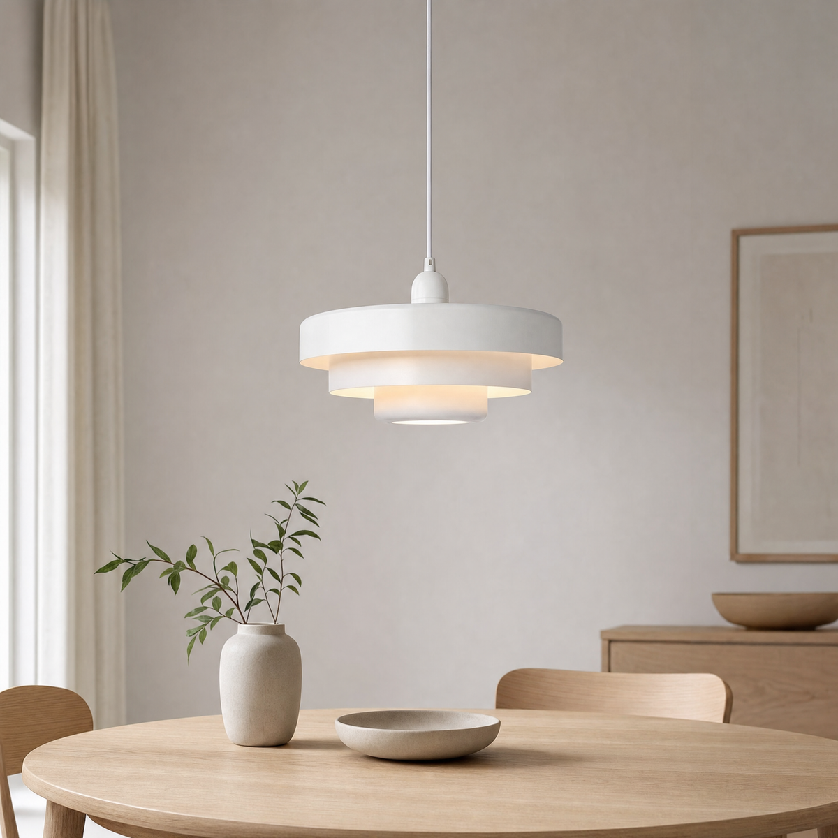Merlin Hanging Ceiling Light for Dining Room in white