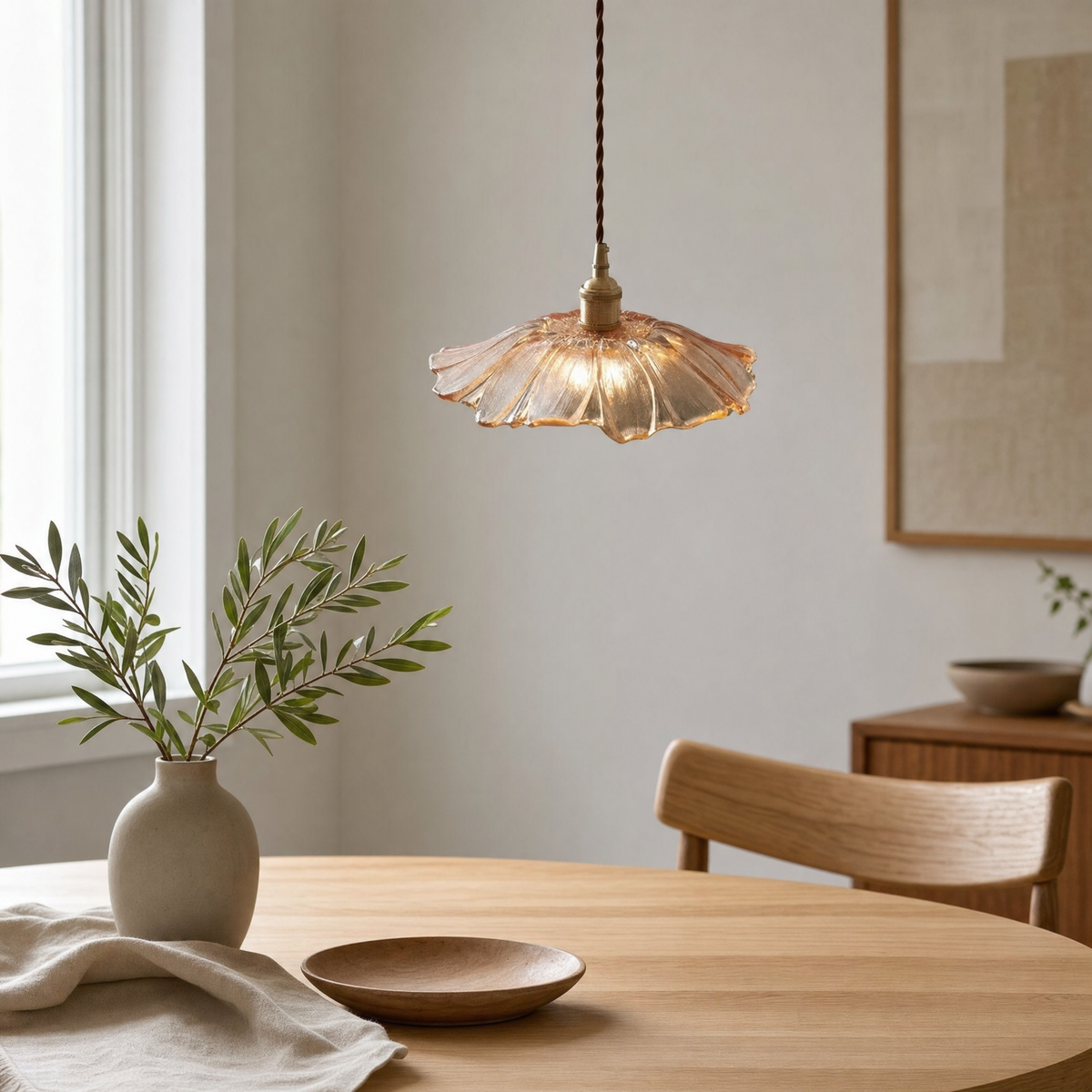 Kelda Hanging Lamp for Living Room in gold glass