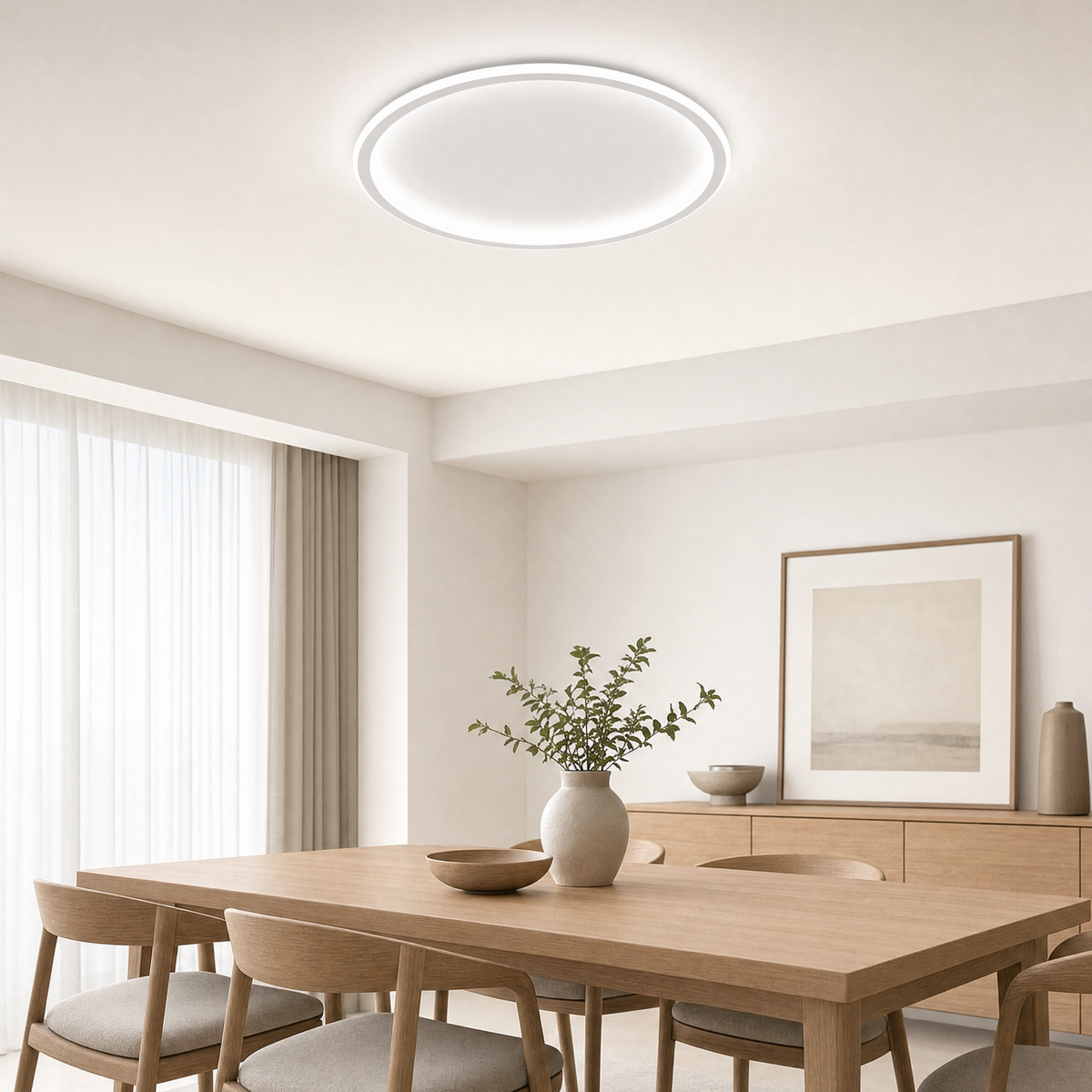 Linden Hanging Lamp for Living Room in white circular