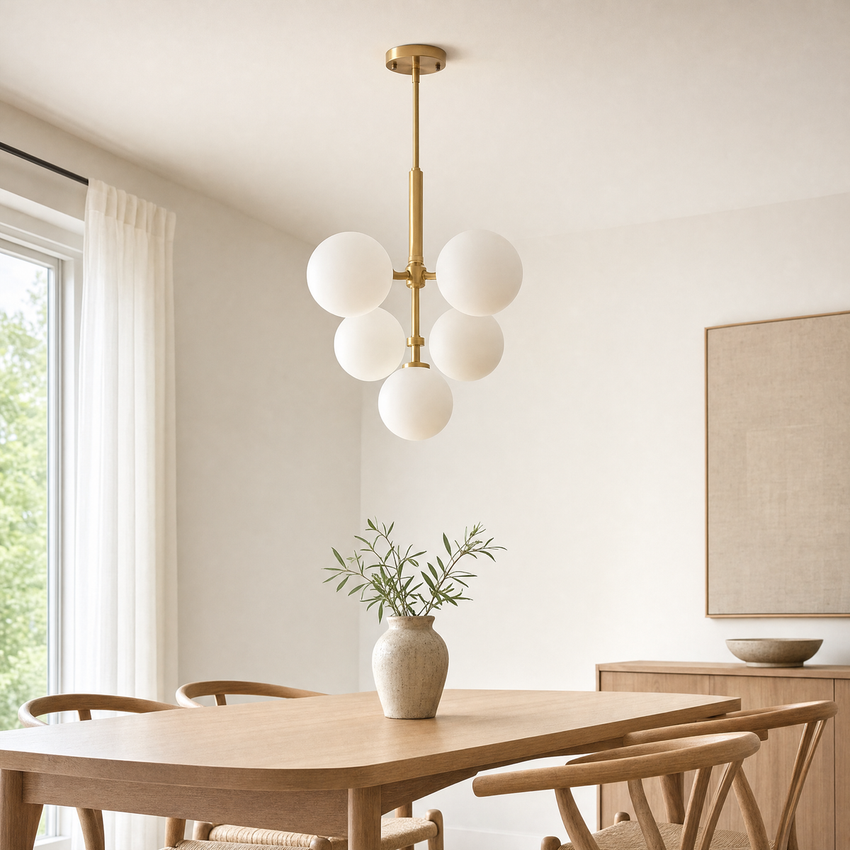 Plover Hanging Ceiling Light for Bedroom in gold 5-light