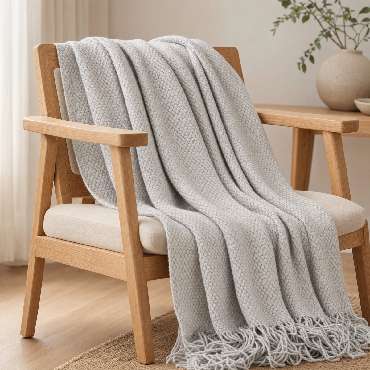 Skye Cozy Throw in light grey