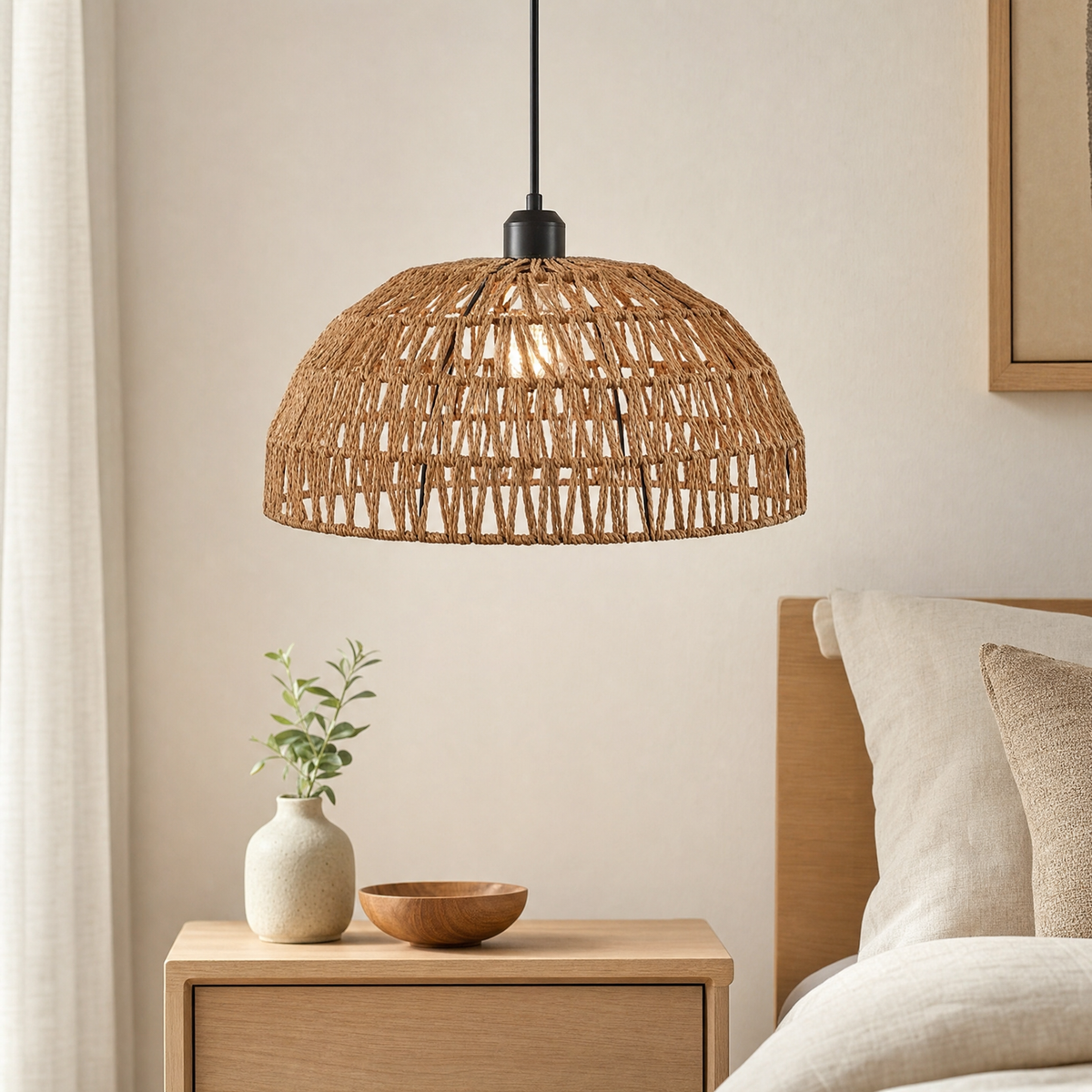 Rye Hanging Lamp for Bedroom in wood