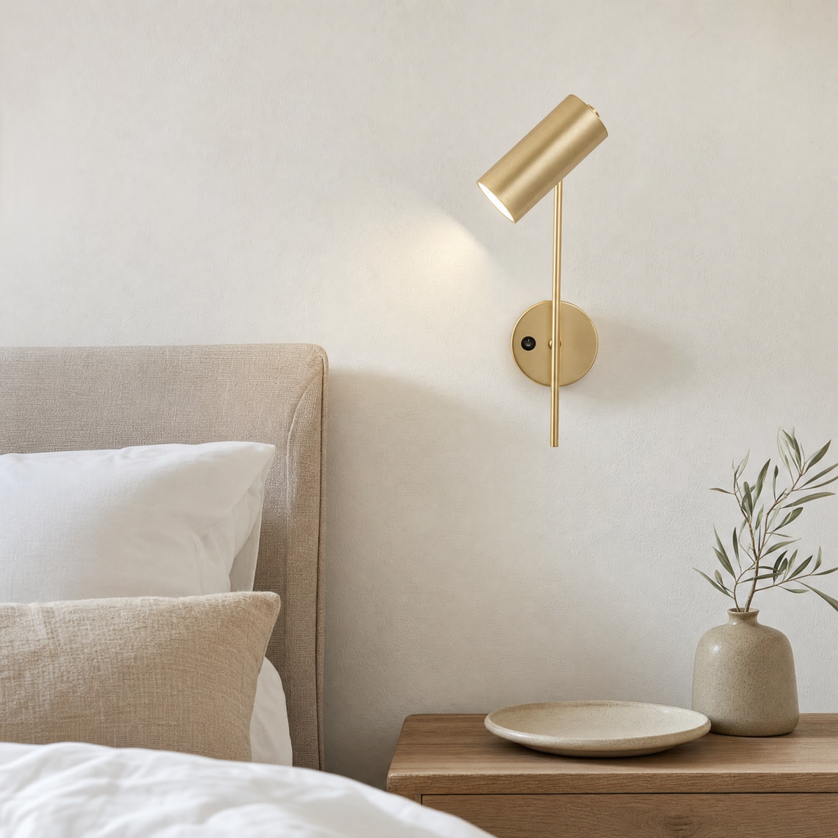 Alder Wall Light Fixture for Bedroom in gold with switch