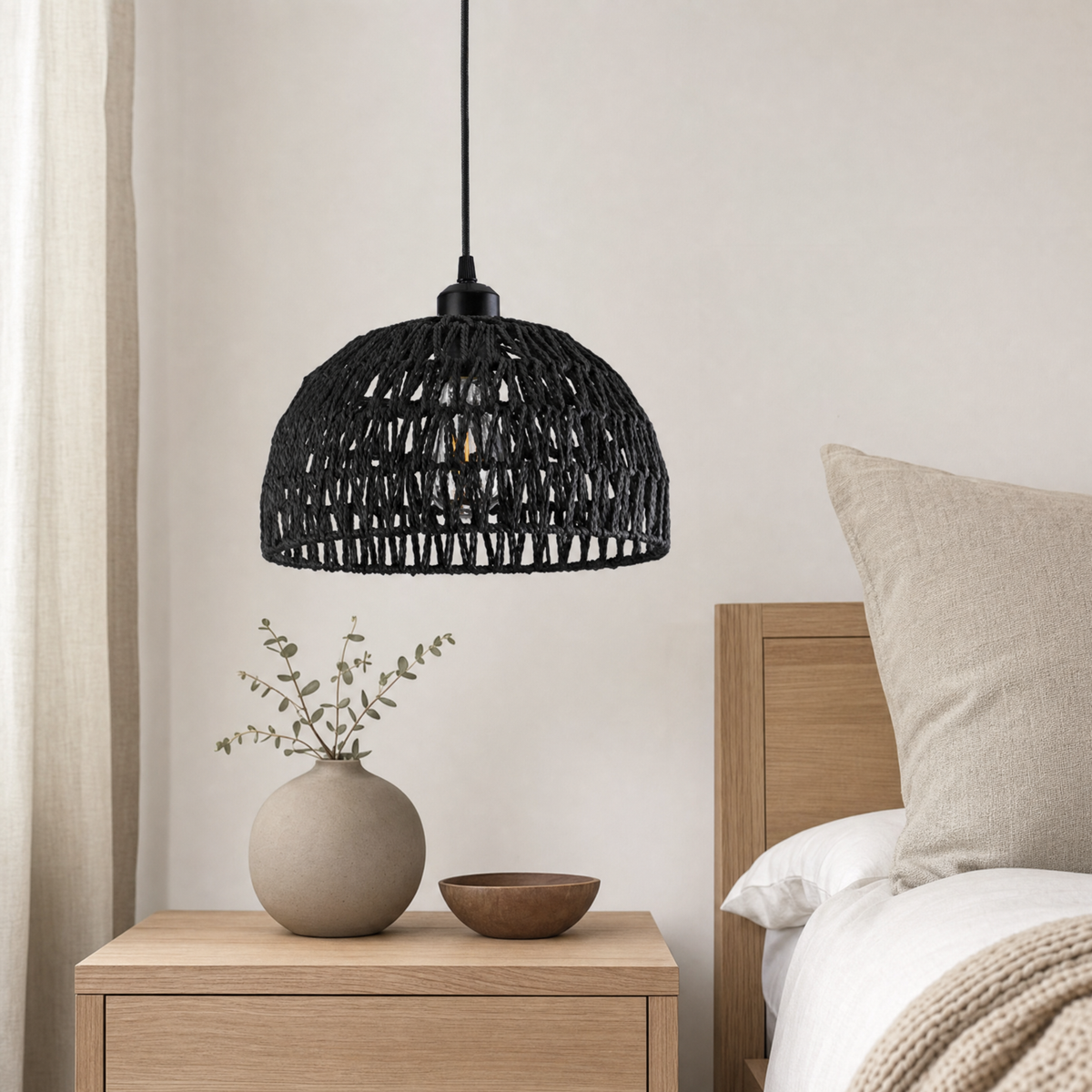 Rye Hanging Lamp for Bedroom in black
