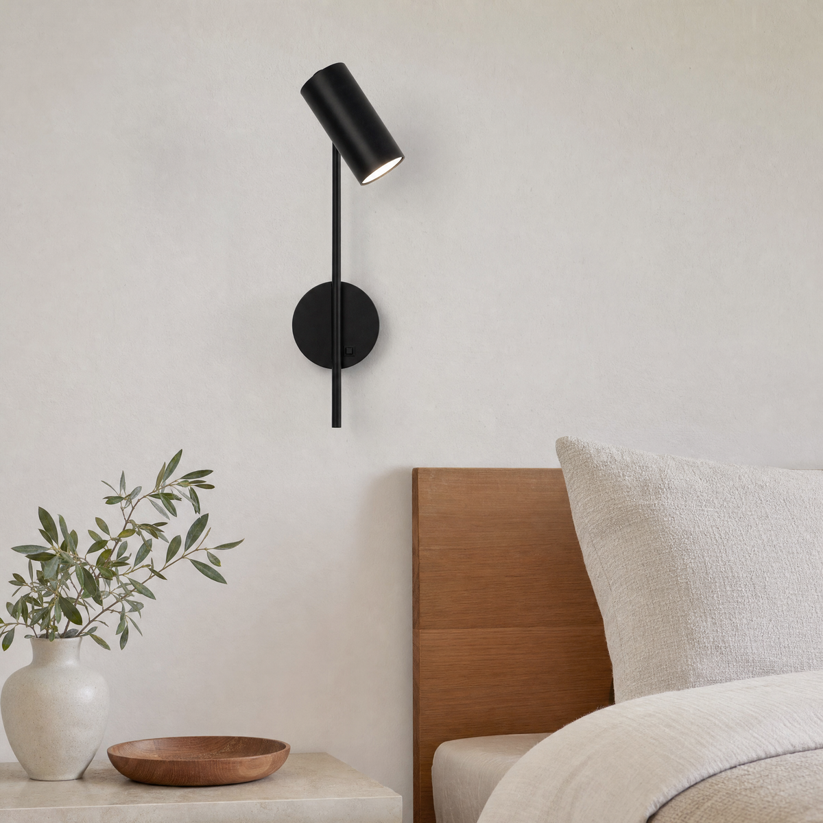 Alder Wall Light Fixture for Bedroom in black with switch