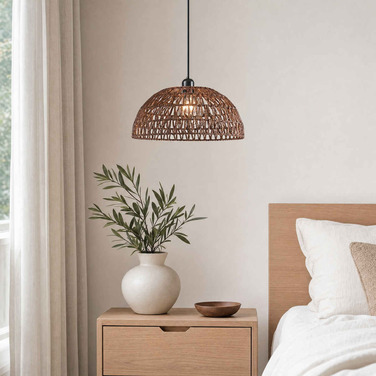 Rye Hanging Lamp for Bedroom in coffee