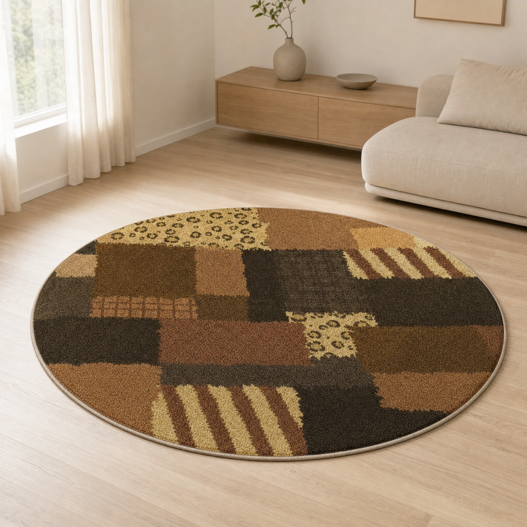 Willow Area Rug for Living Room in brown patchwork