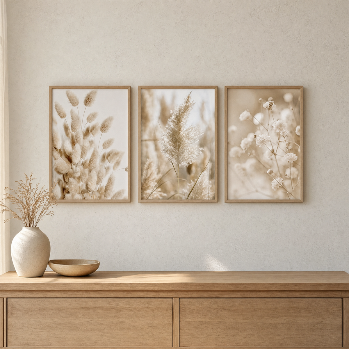 Broom Set of 3 for Living Room in dried botanicals