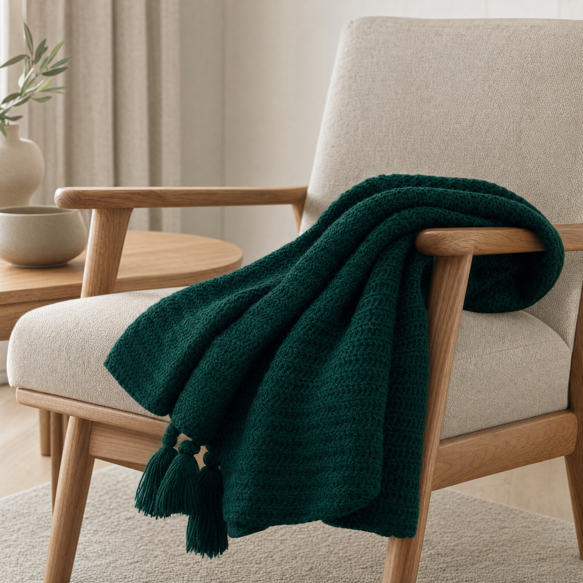 Cove Cozy Throw in dark green