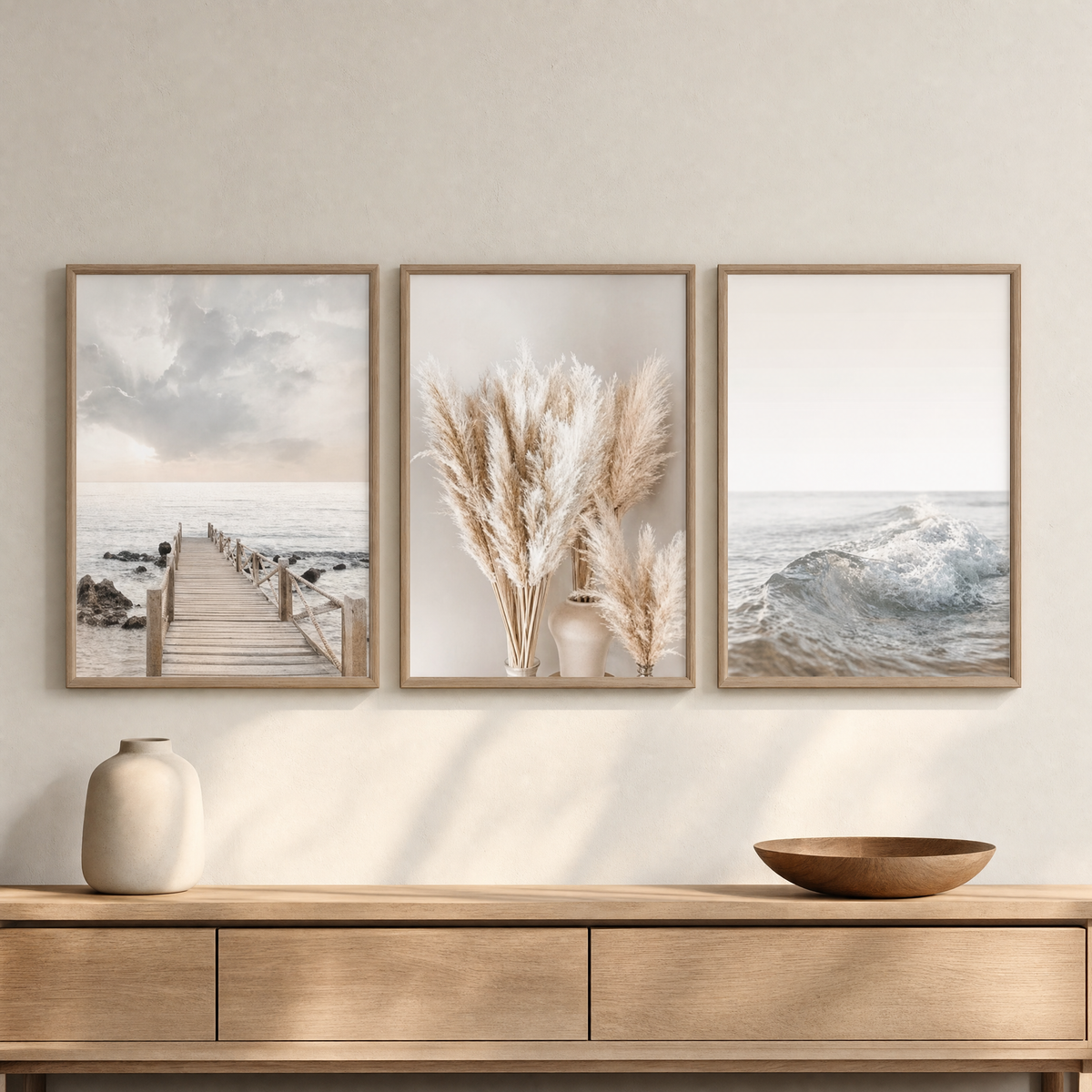 Broom Set of 3 for Living Room in coastal pier