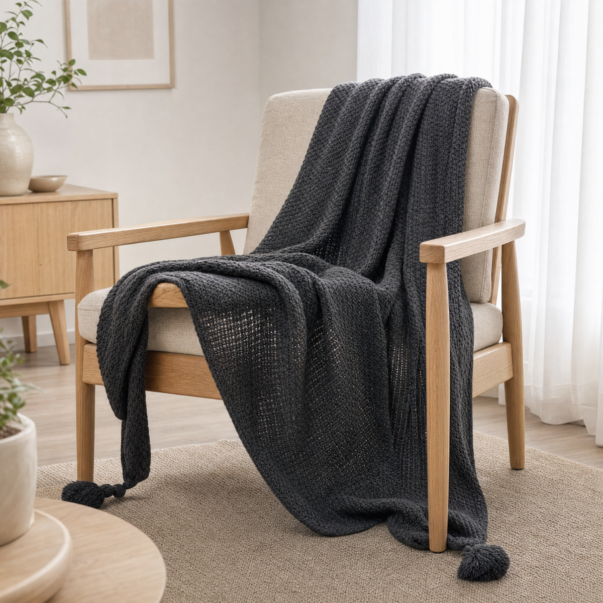 Sanday Sofa Throw in dark grey