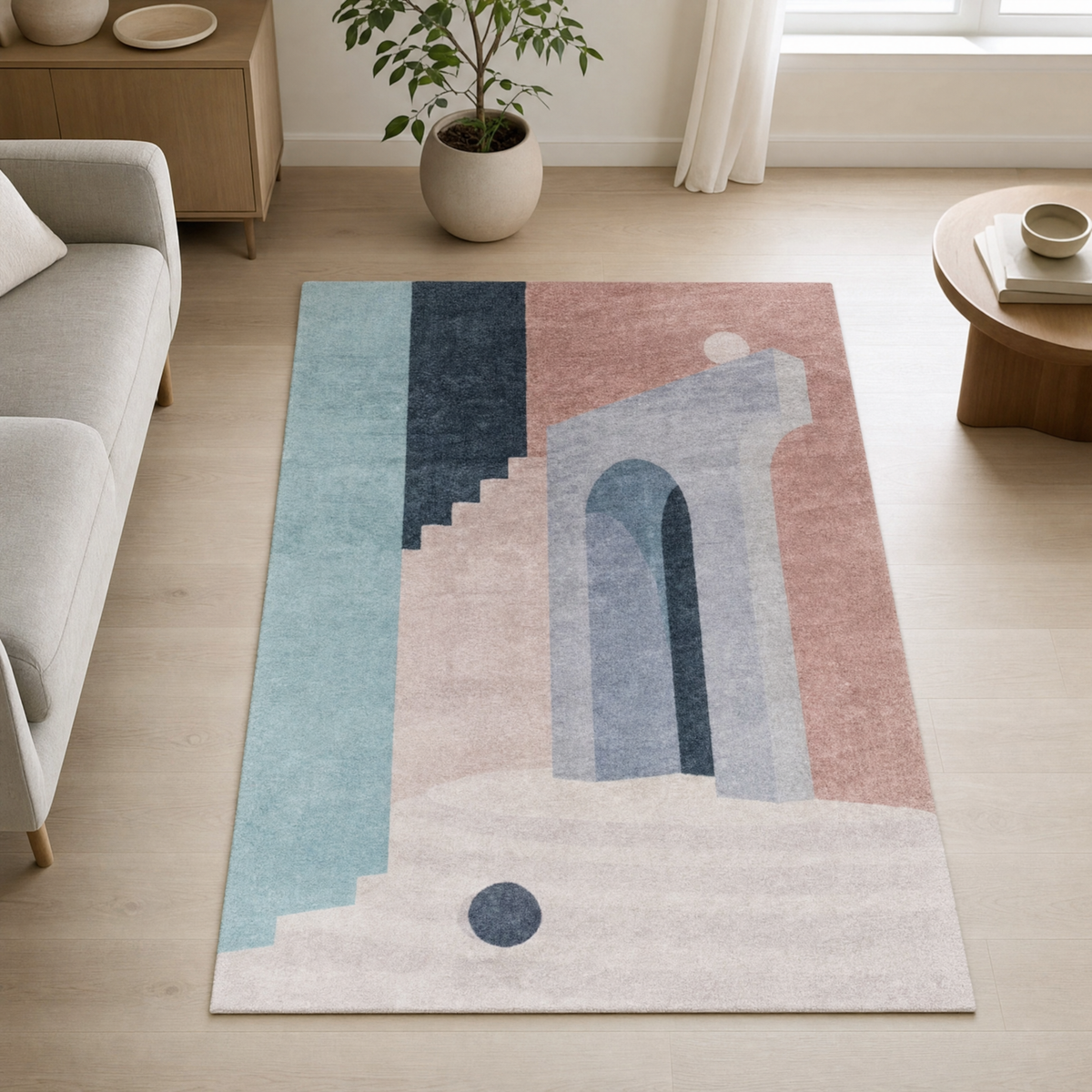 Stratus Area Rug for Living Room in stone arches