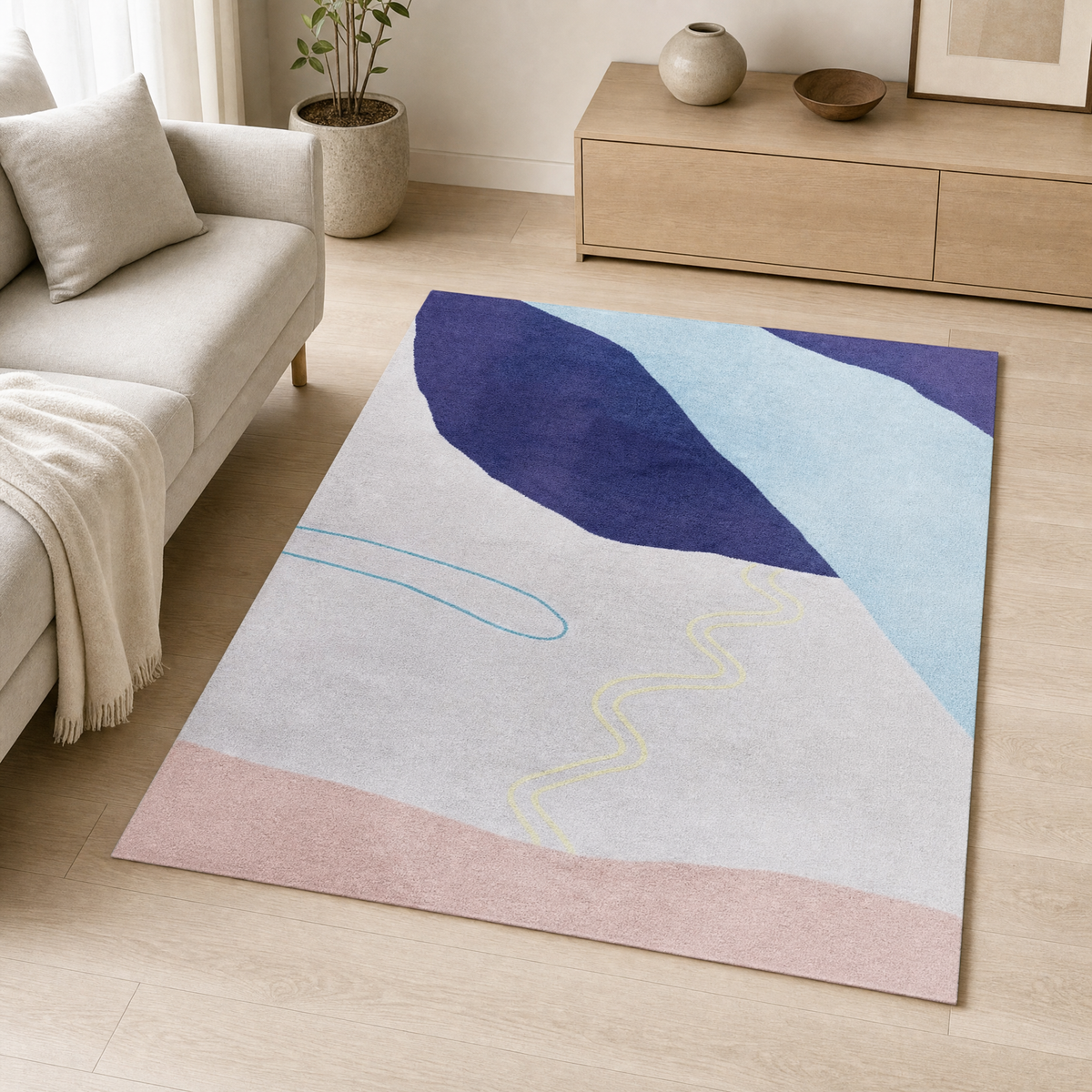 Stratus Area Rug for Living Room in lavender ochre