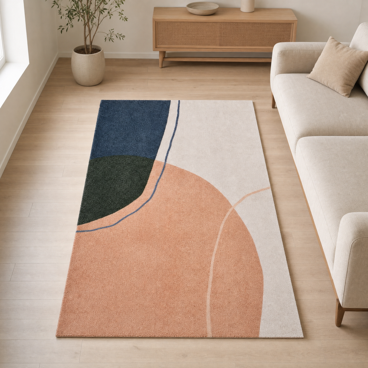 Stratus Area Rug for Living Room in coral bloom