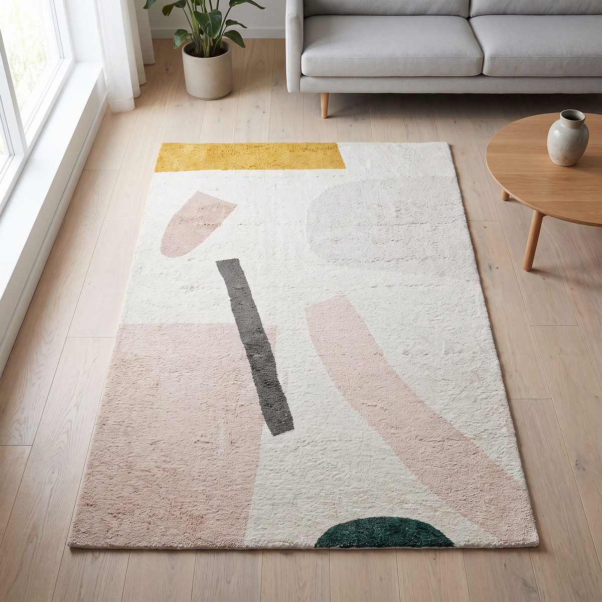 Stratus Area Rug for Living Room in beige scatter
