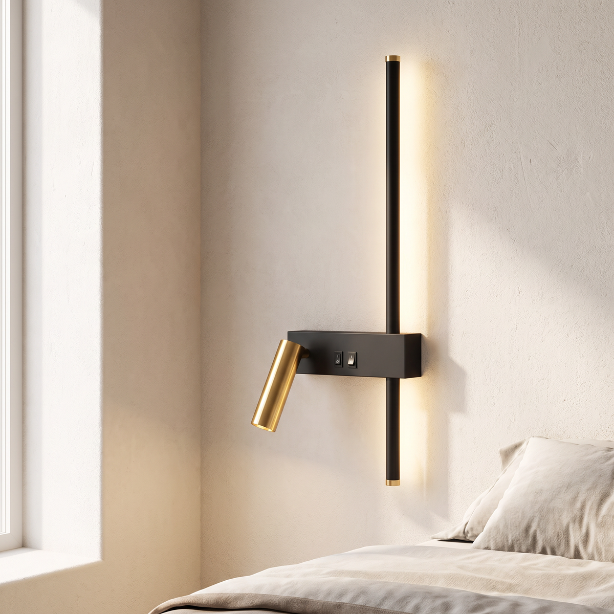 Melby Wall Mounted Lamp for Living Room in flat bar gold left