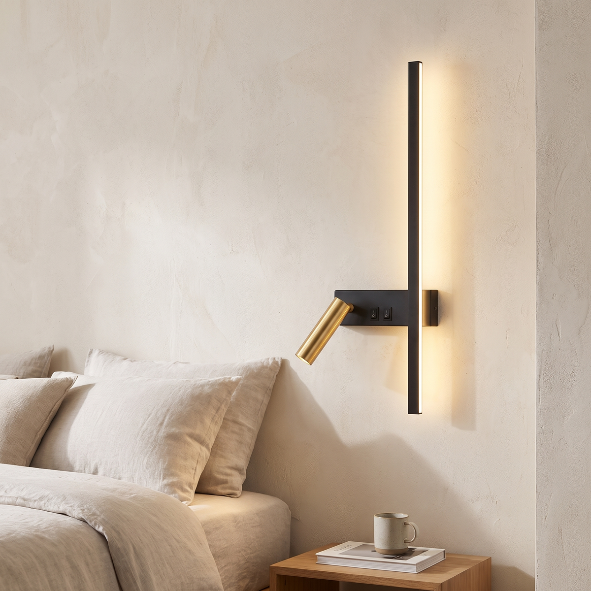 Melby Wall Mounted Lamp for Living Room in flat bar gold right