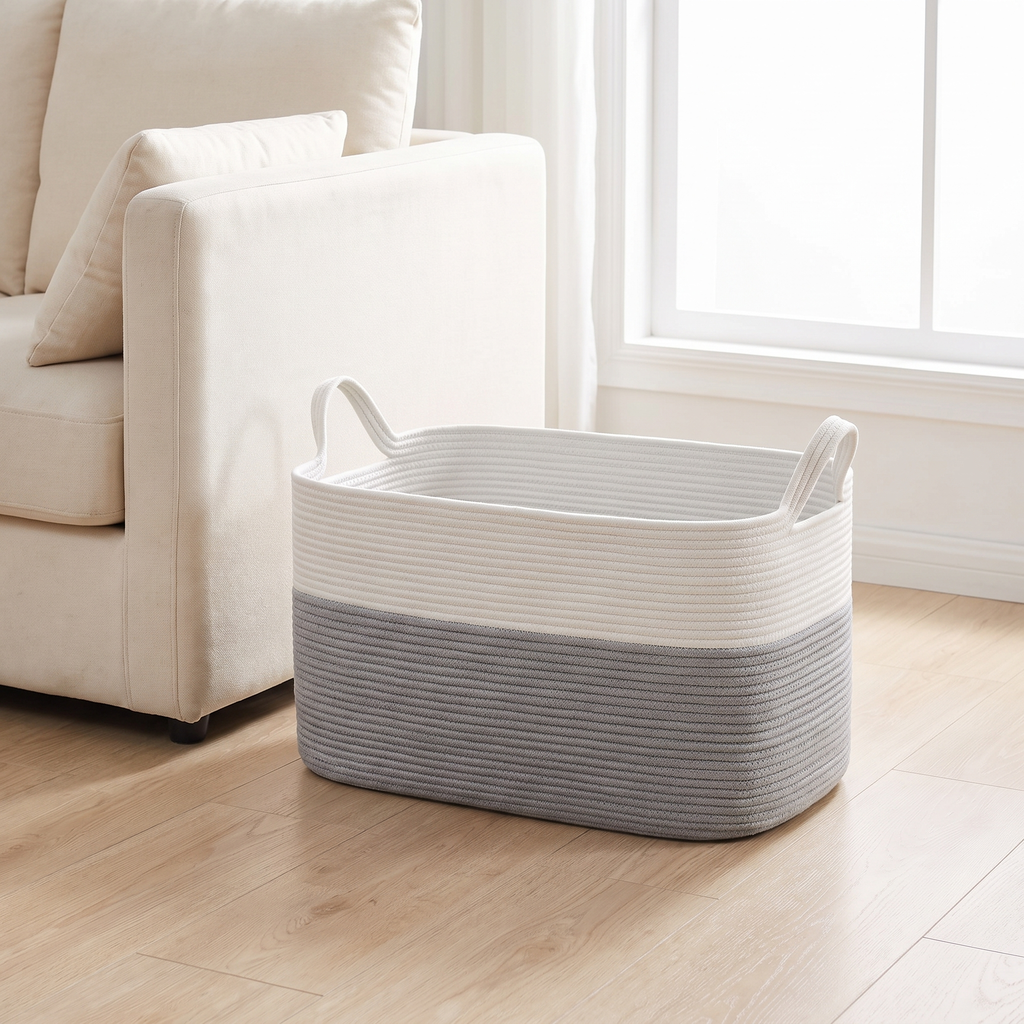 Lewis Woven Organizer in grey and white