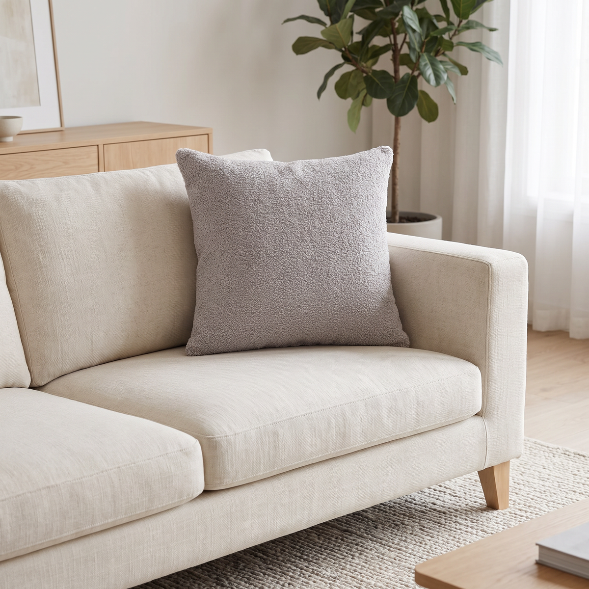 Uist Throw Pillow Cover for Living Room in light grey