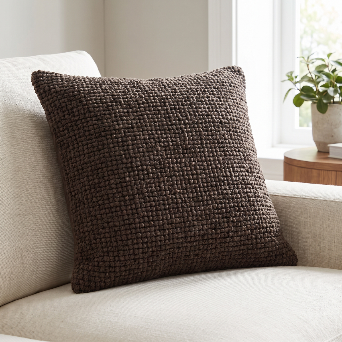 Uist Throw Pillow Cover for Living Room in brown