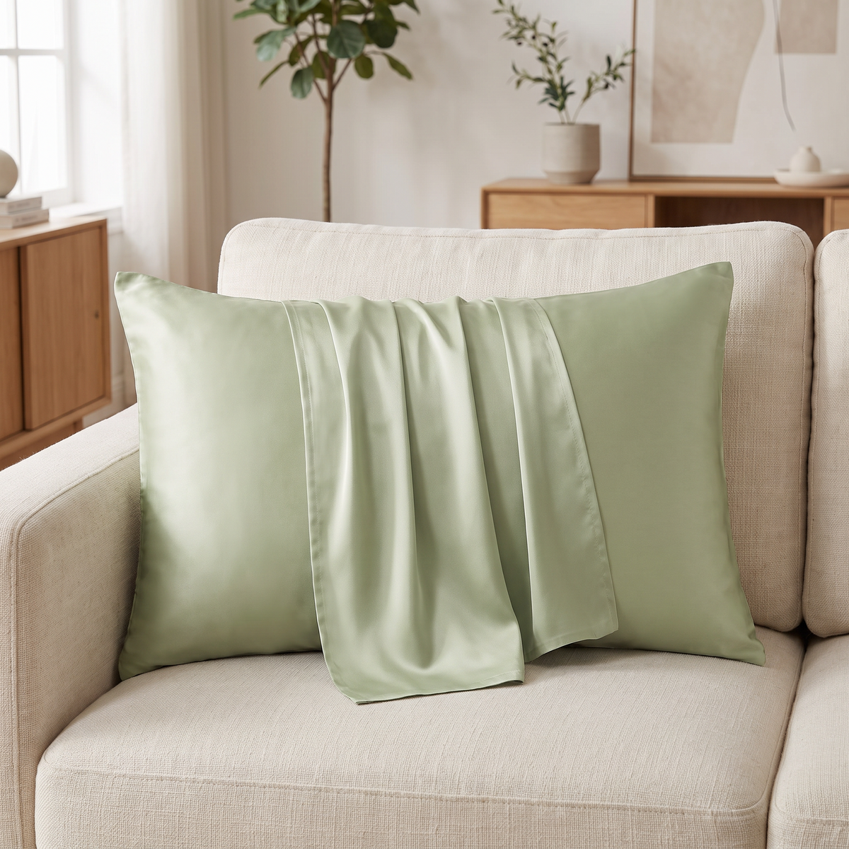 Arran Pillow Cover in light green