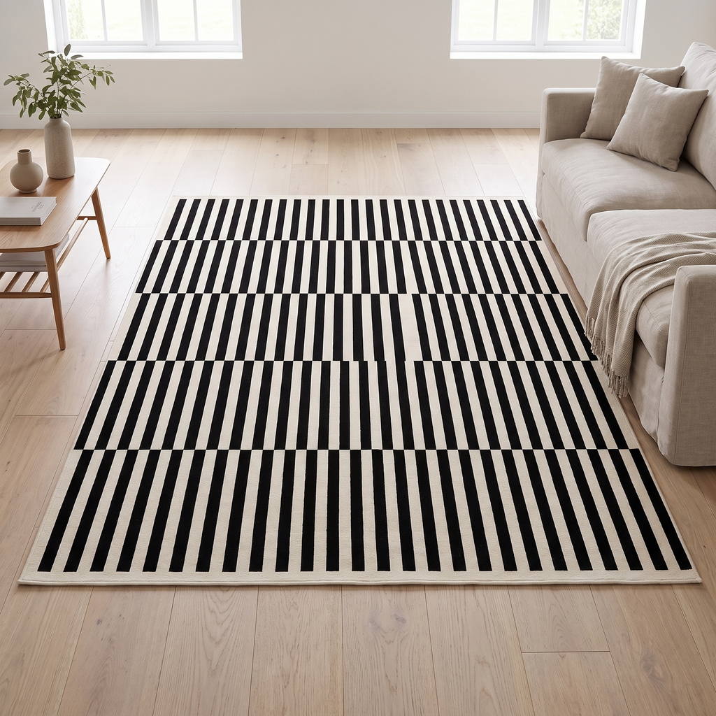 Glen Area Rug for Living Room in mono stripe
