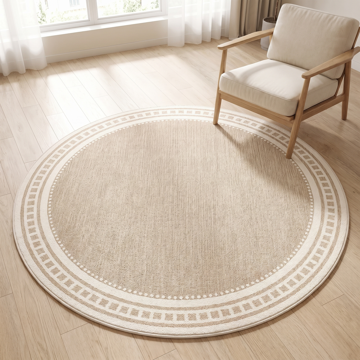 Esker Area Rug for Living Room in round beige