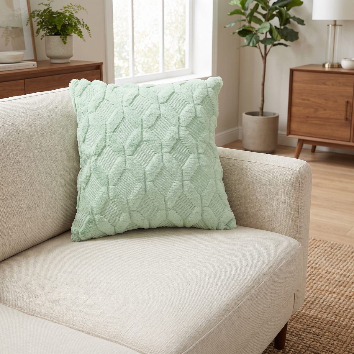 Fell Throw Pillow Cover for Living Room in light green