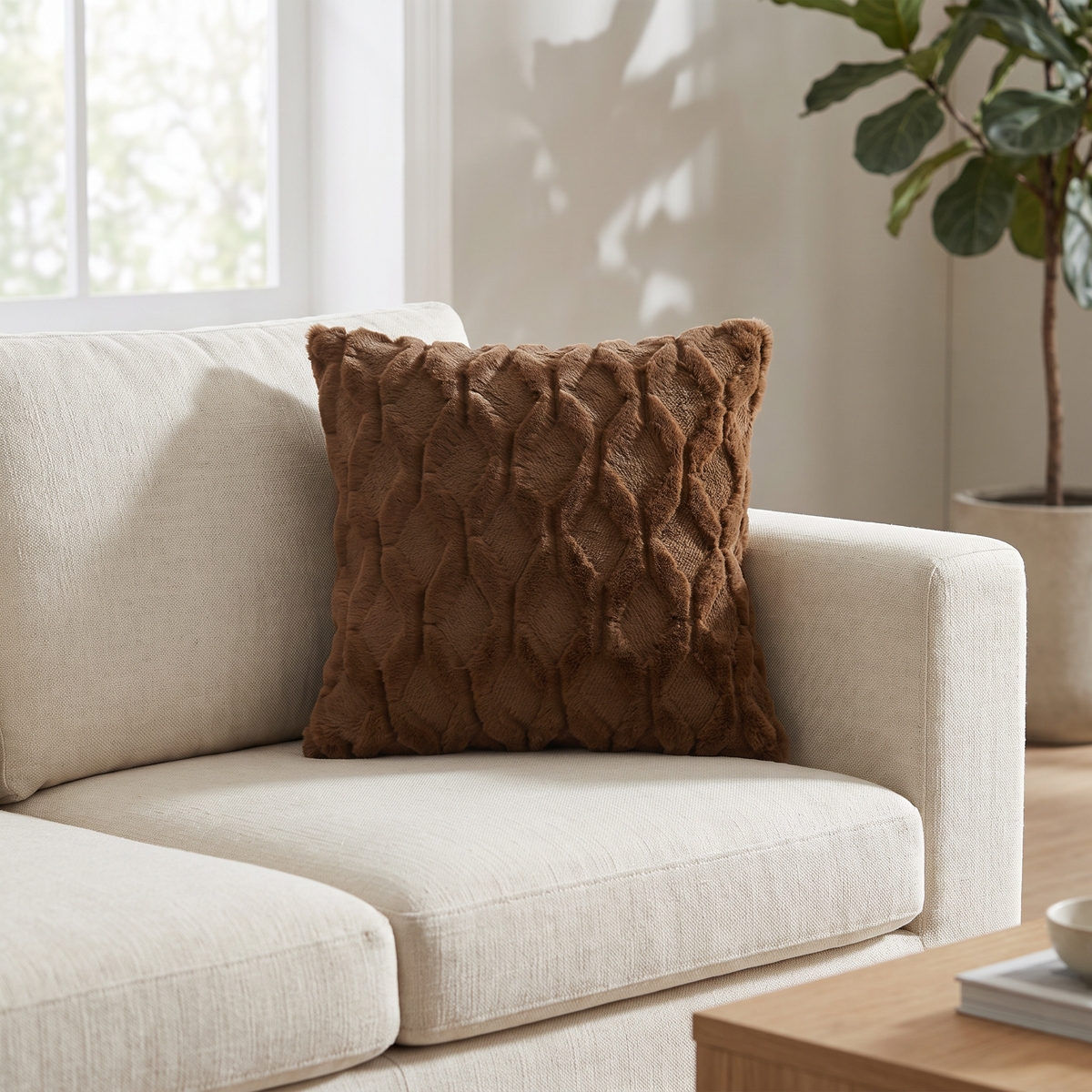 Fell Throw Pillow Cover for Living Room in coffee