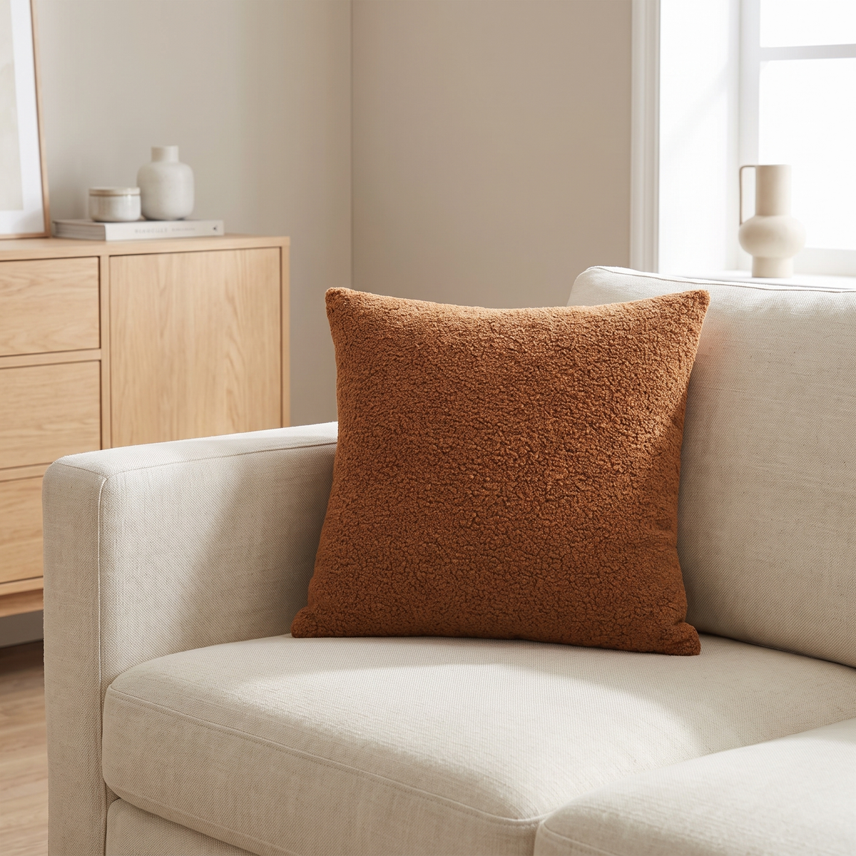 Vale Cushion Case for Living Room in caramel brown