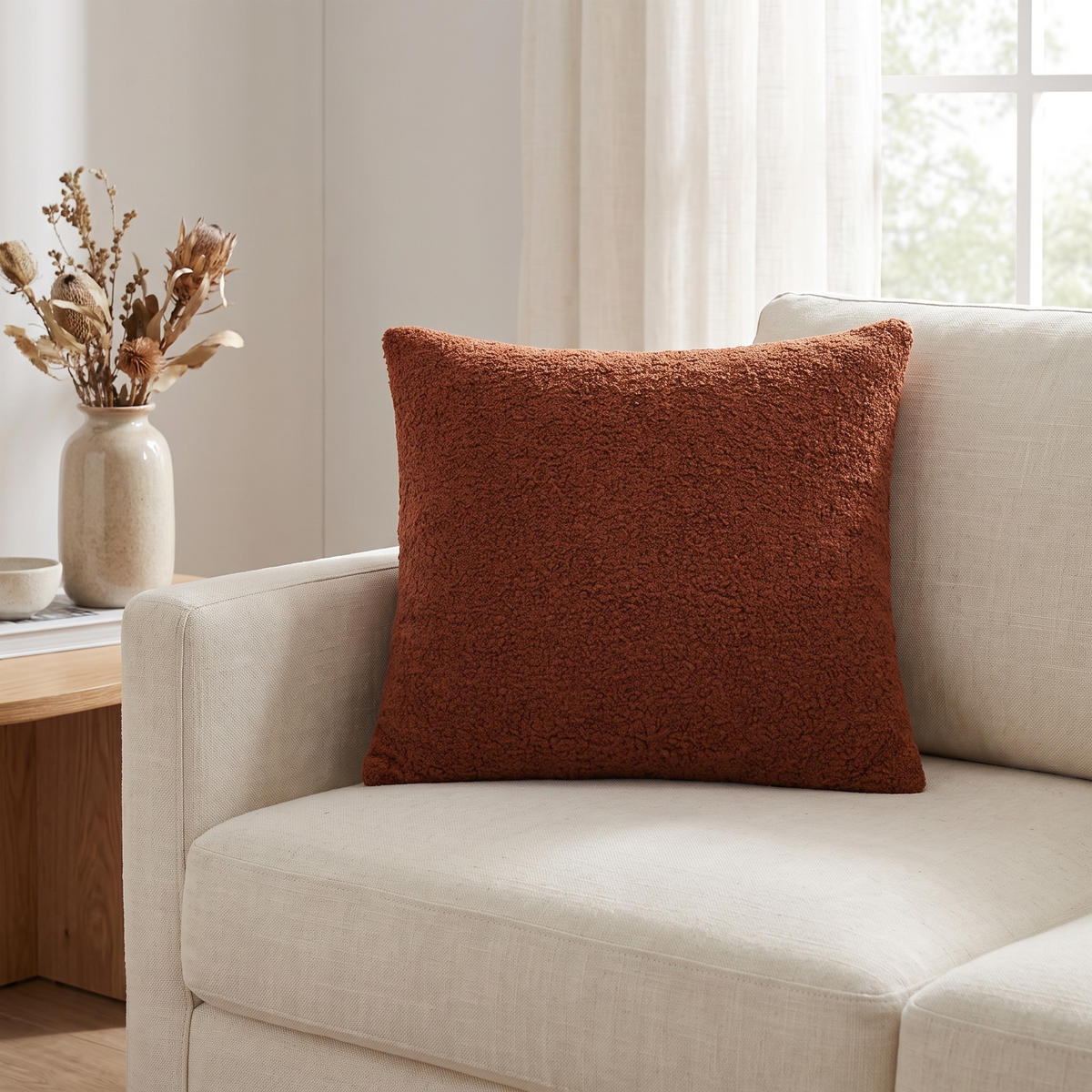 Vale Cushion Case for Living Room in rust brown