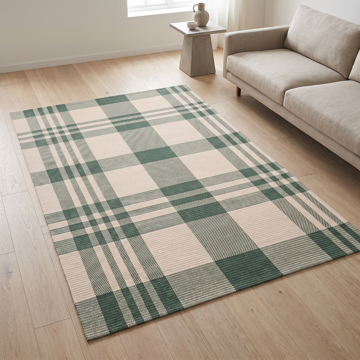 Fintry Area Rug for Living Room in green plaid