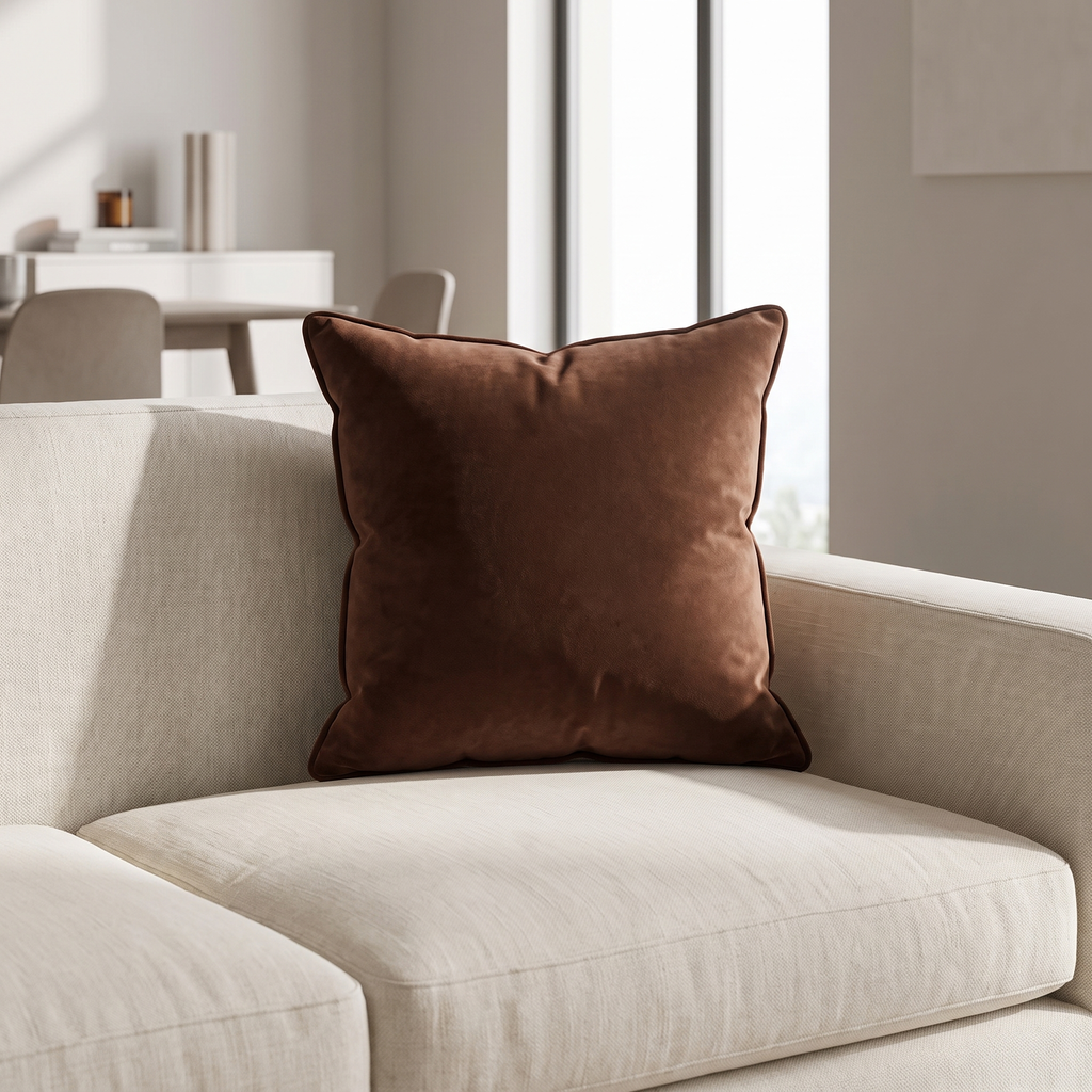 Eyre Throw Pillow Cover for Living Room in dark brown