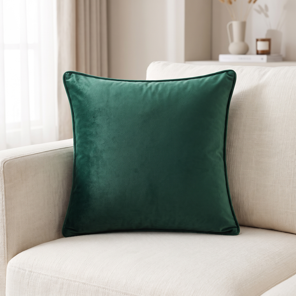 Eyre Throw Pillow Cover for Living Room in dark green