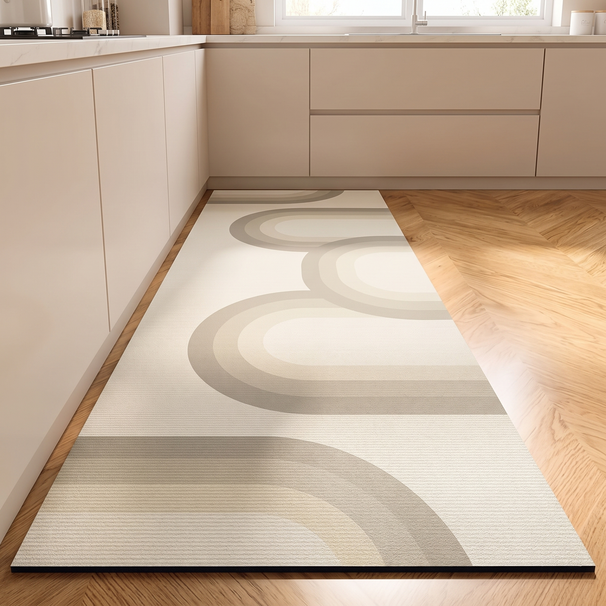 Ripple Non-Slip Mat for Kitchen in grey arch
