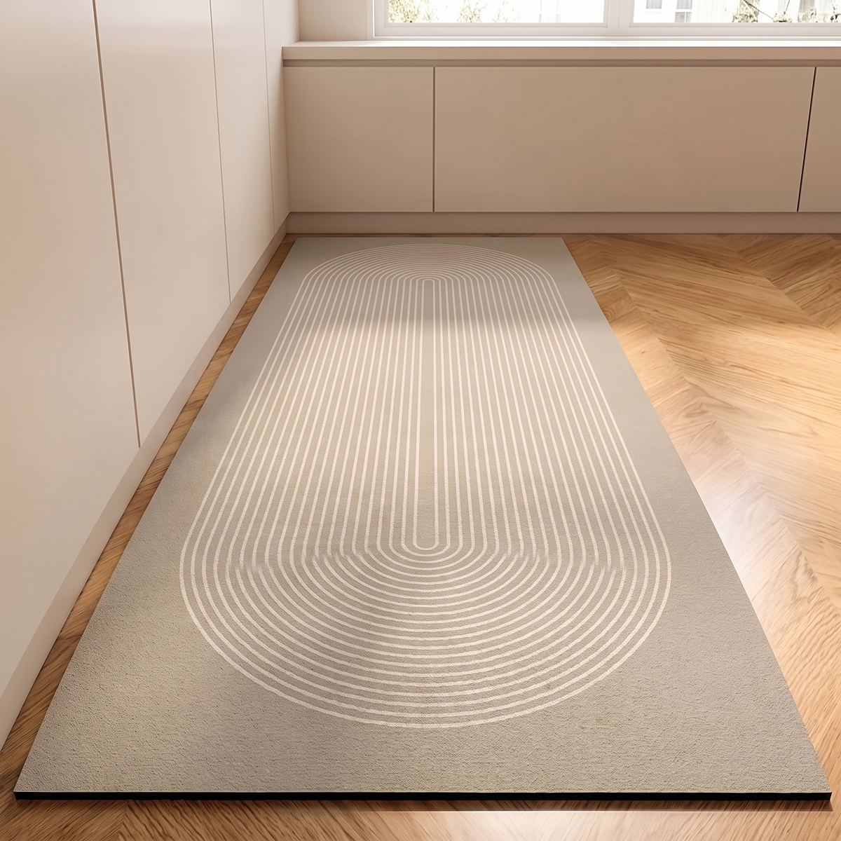 Ripple Non-Slip Mat for Kitchen in white arch line