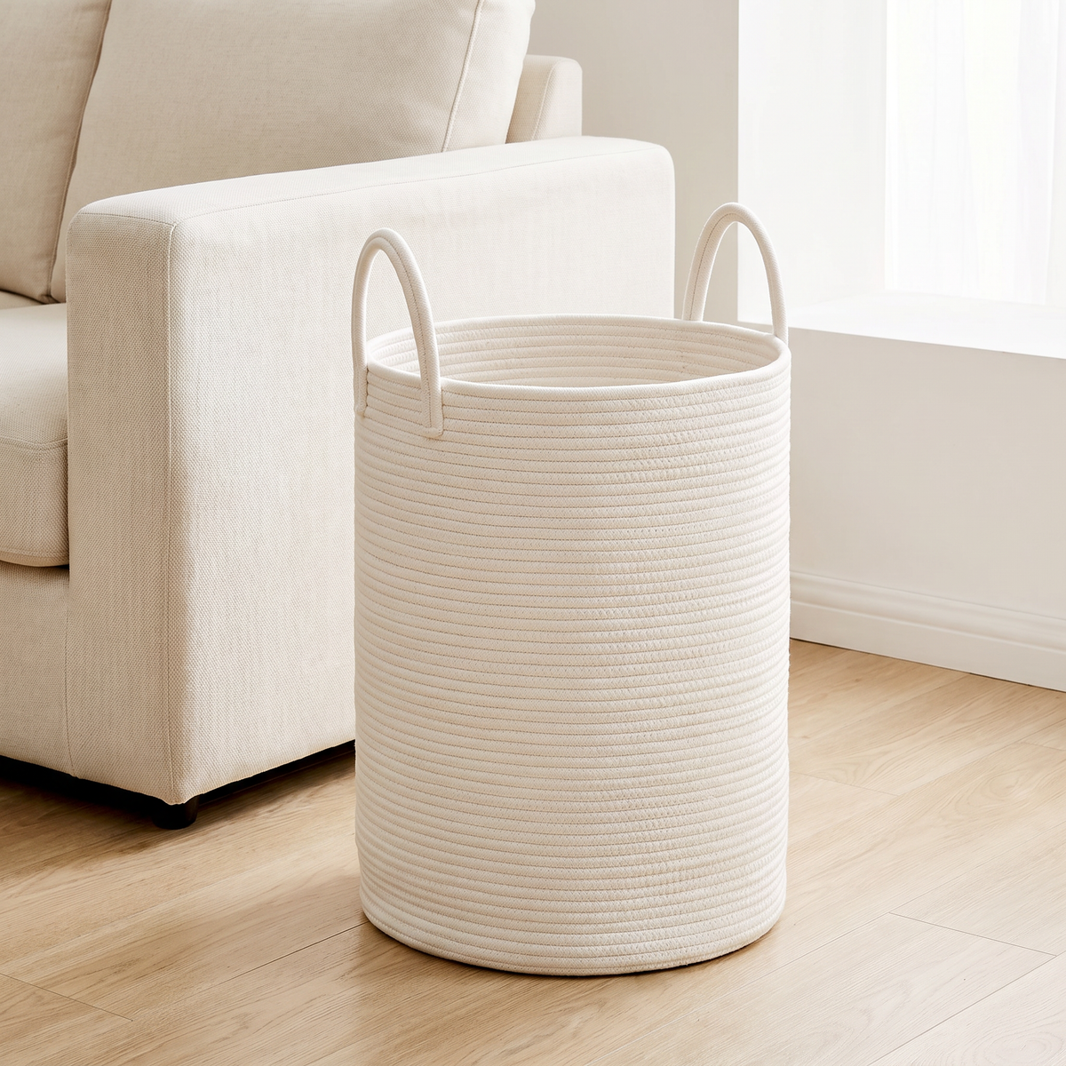 Laurel Woven Organizer for Living Room in white