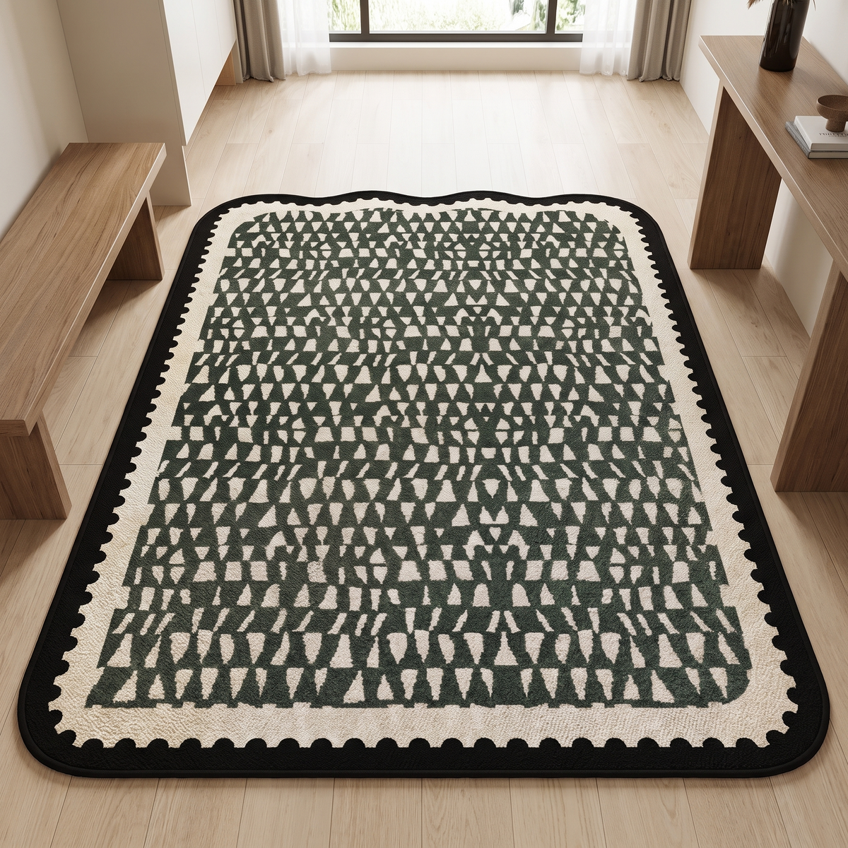 Finch Area Rug for Entryway in forest triangle