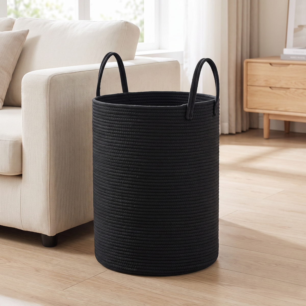 Laurel Woven Organizer for Living Room in black
