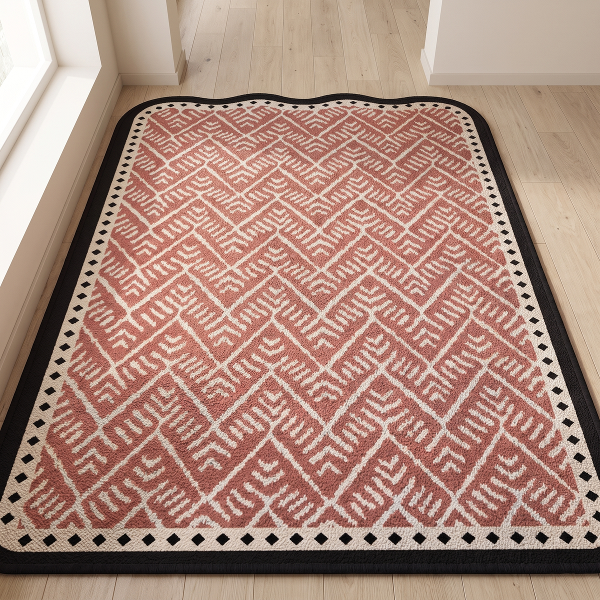 Finch Area Rug for Entryway in terracotta chevron