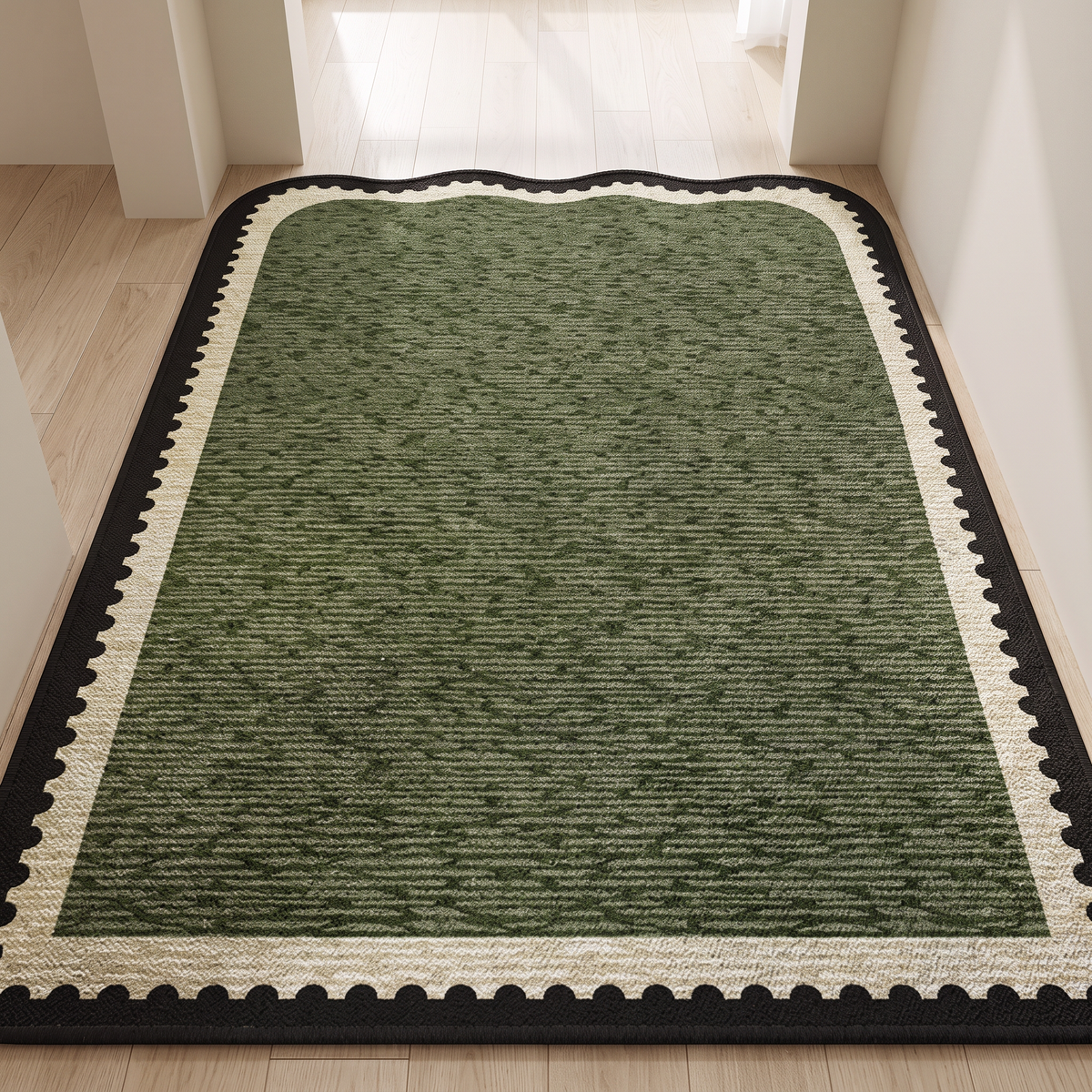 Finch Area Rug for Entryway in sage green