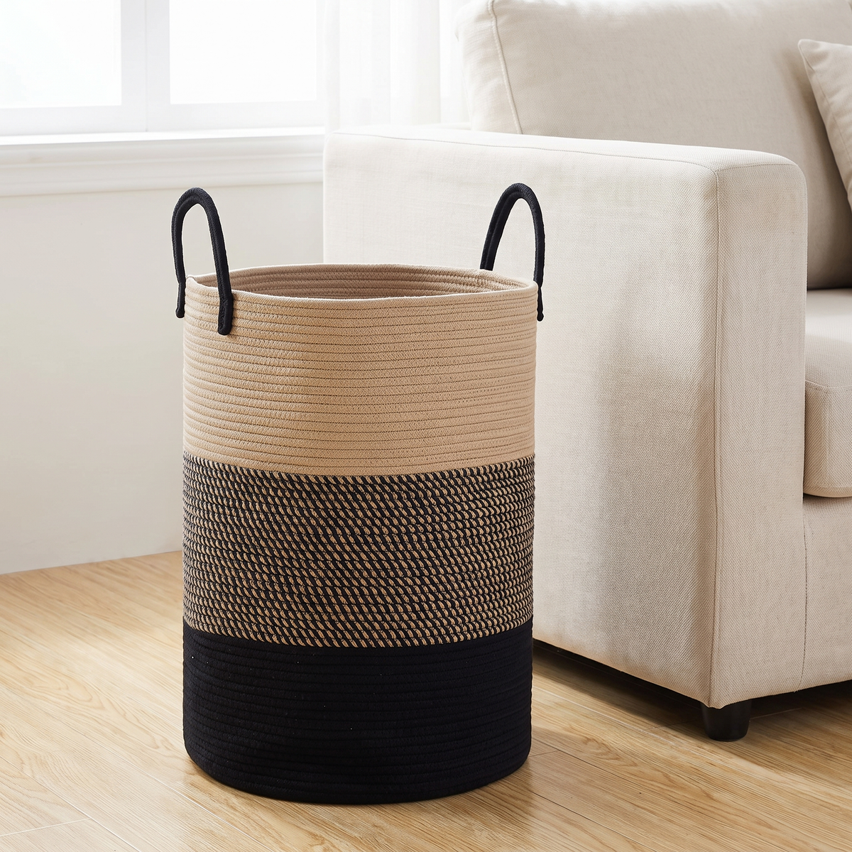 Laurel Woven Organizer for Living Room in brown and black