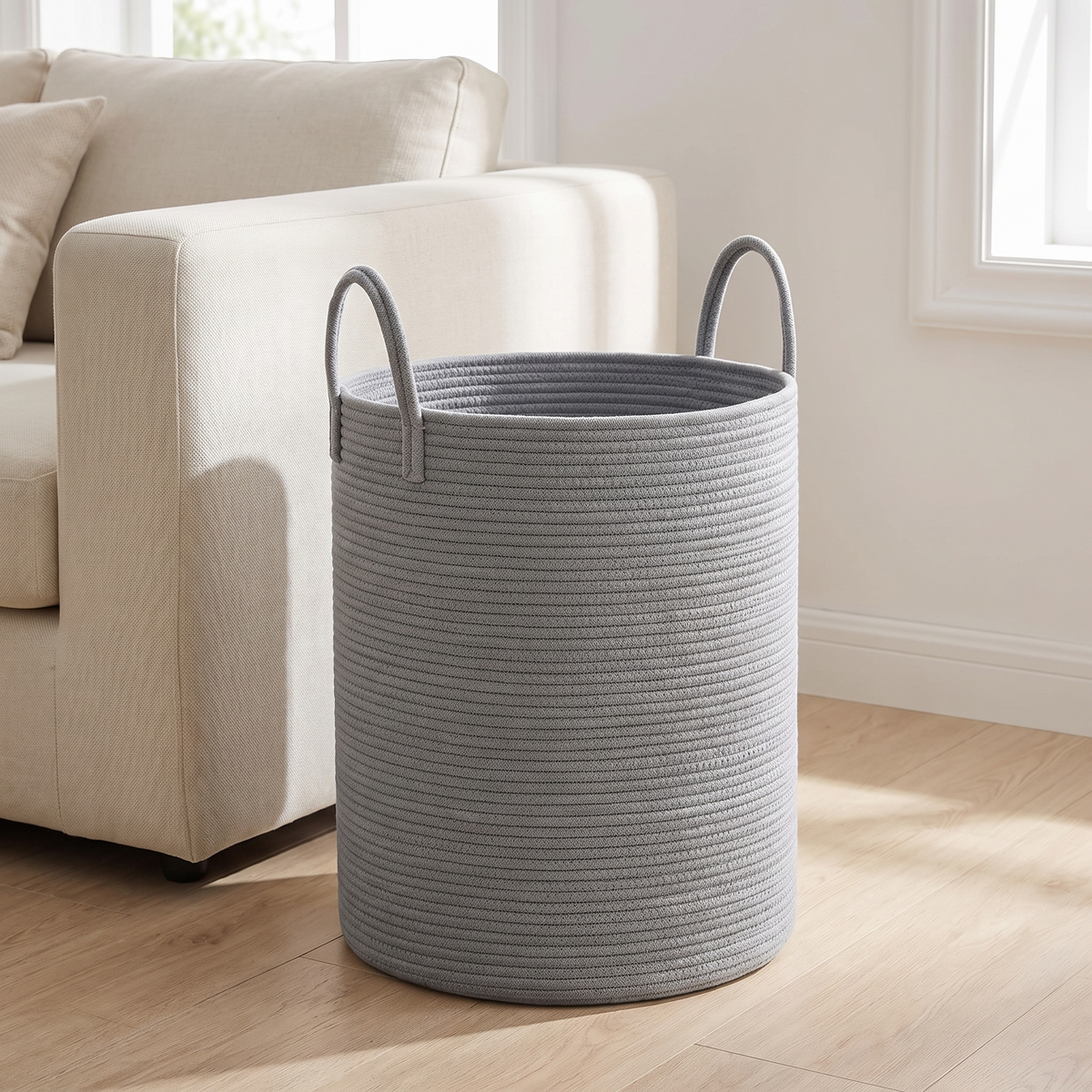 Laurel Woven Organizer for Living Room in grey