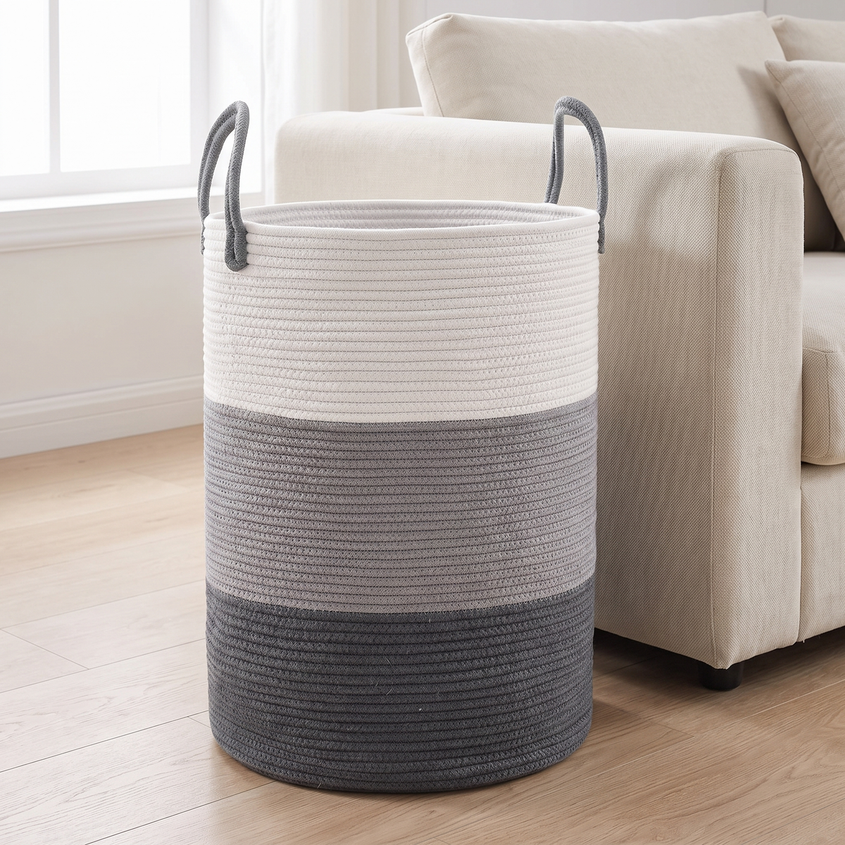 Laurel Woven Organizer for Living Room in gradient grey