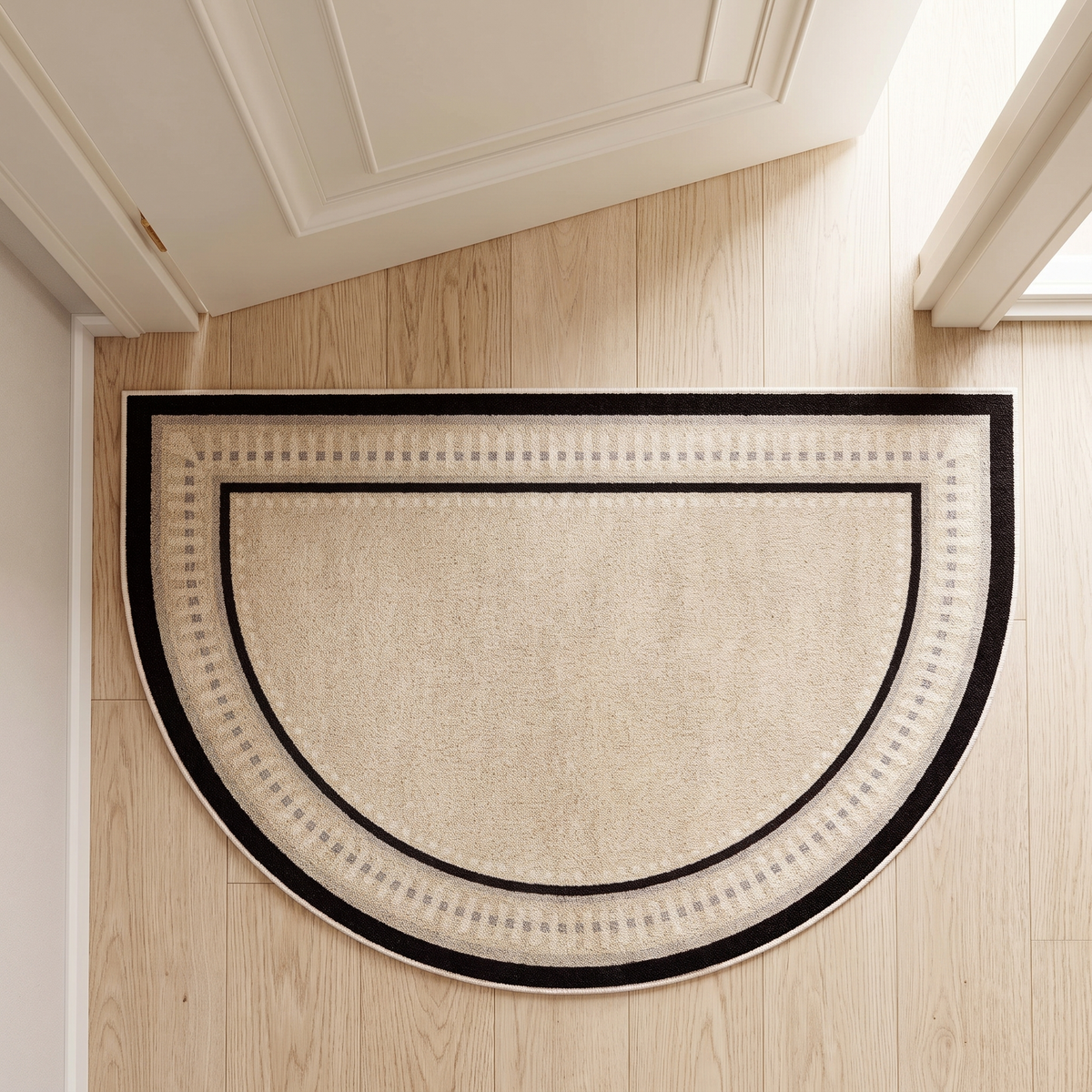 Field Area Rug for Garden in cream black border