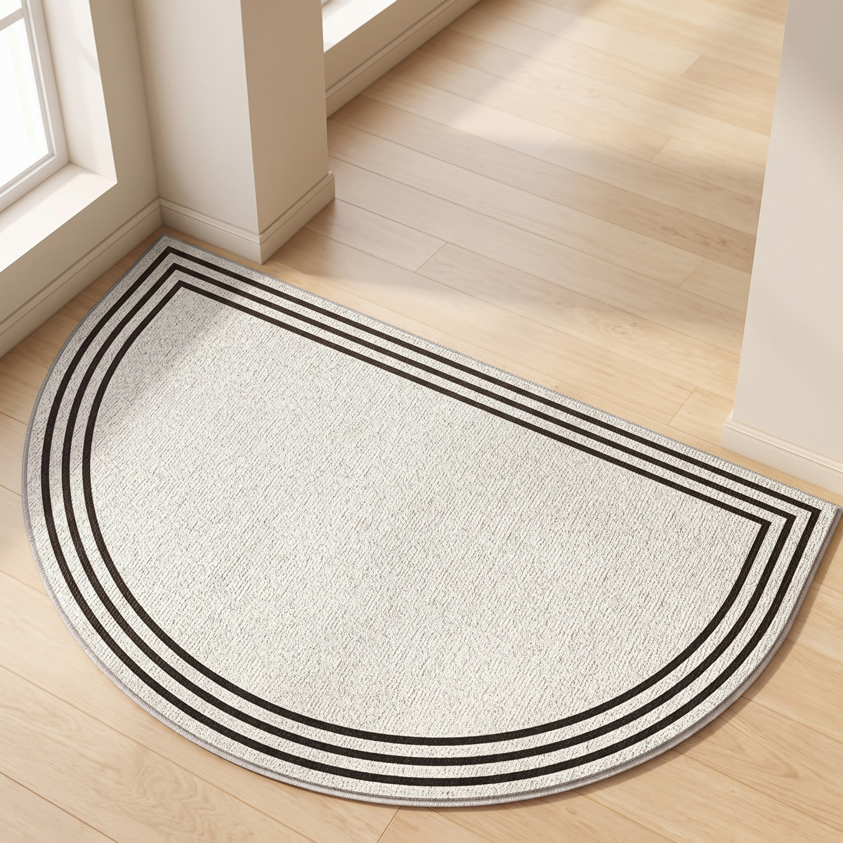 Field Area Rug for Garden in grey black border