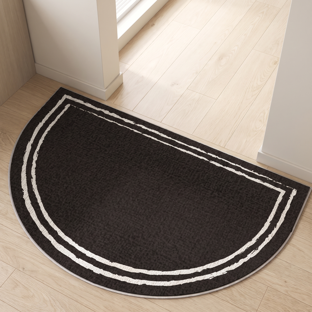 Field Area Rug for Garden in black white border